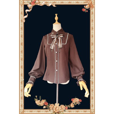 Infanta Chocolate Knife and Fork Embroidered Blouse(2 Colours)